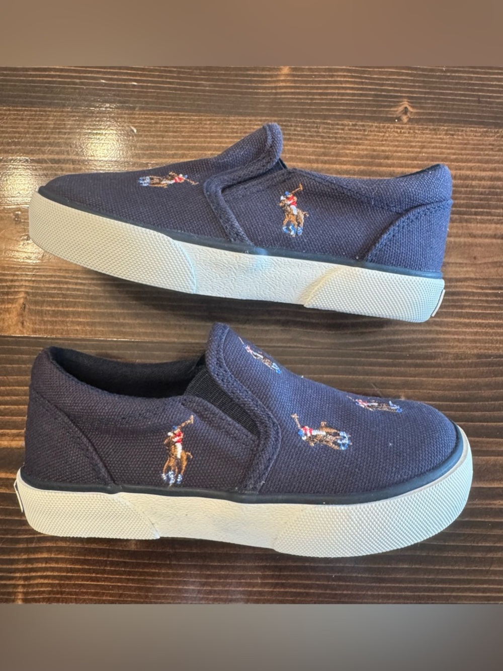 NWOB Polo Ralph Lauren Navy Canvas‎ Slip-On Sneakers with Polo Pony Embroidery 8